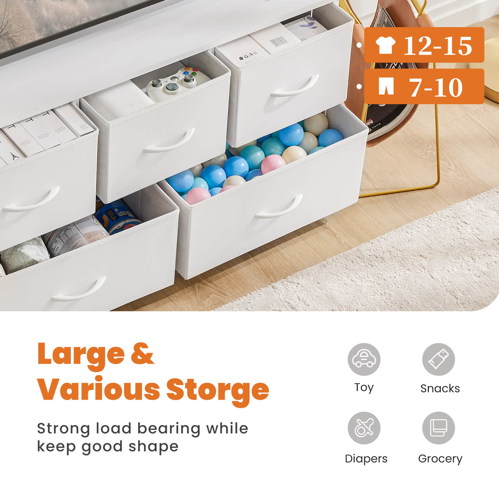 38 in 5 Drawers Dresser Chest of Drawers,Metal Frame and Wood Top--Bedroom,Bedroom Cabinet,Living Room,Living Room Cabinet,New Arrivals