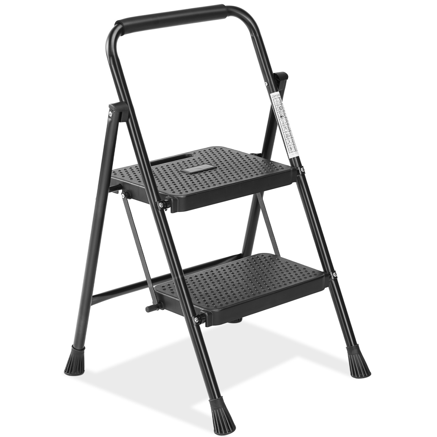 Zibbizo 2 Step Ladder Foldable, Sturdy Step Stool Ladder with Anti-Slip Pedal, Portable Lightweight Folding Step Tool, Black