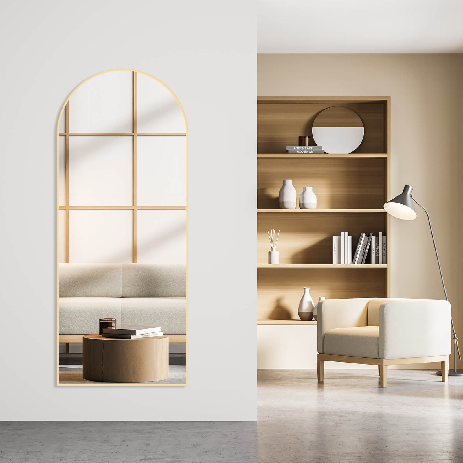 59"x16" Floor Standing Mirror, Wall Mirror with Stand Aluminum Alloy Thin Frame--Living Room,Living Room Mirror