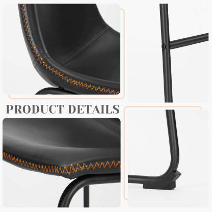 31 inch Armless Industrial Faux Leather Barstools with Metal Legs and Footrest, Dining Chairs for Home Office Kitchen Island--kitchen & Dining,Office chair