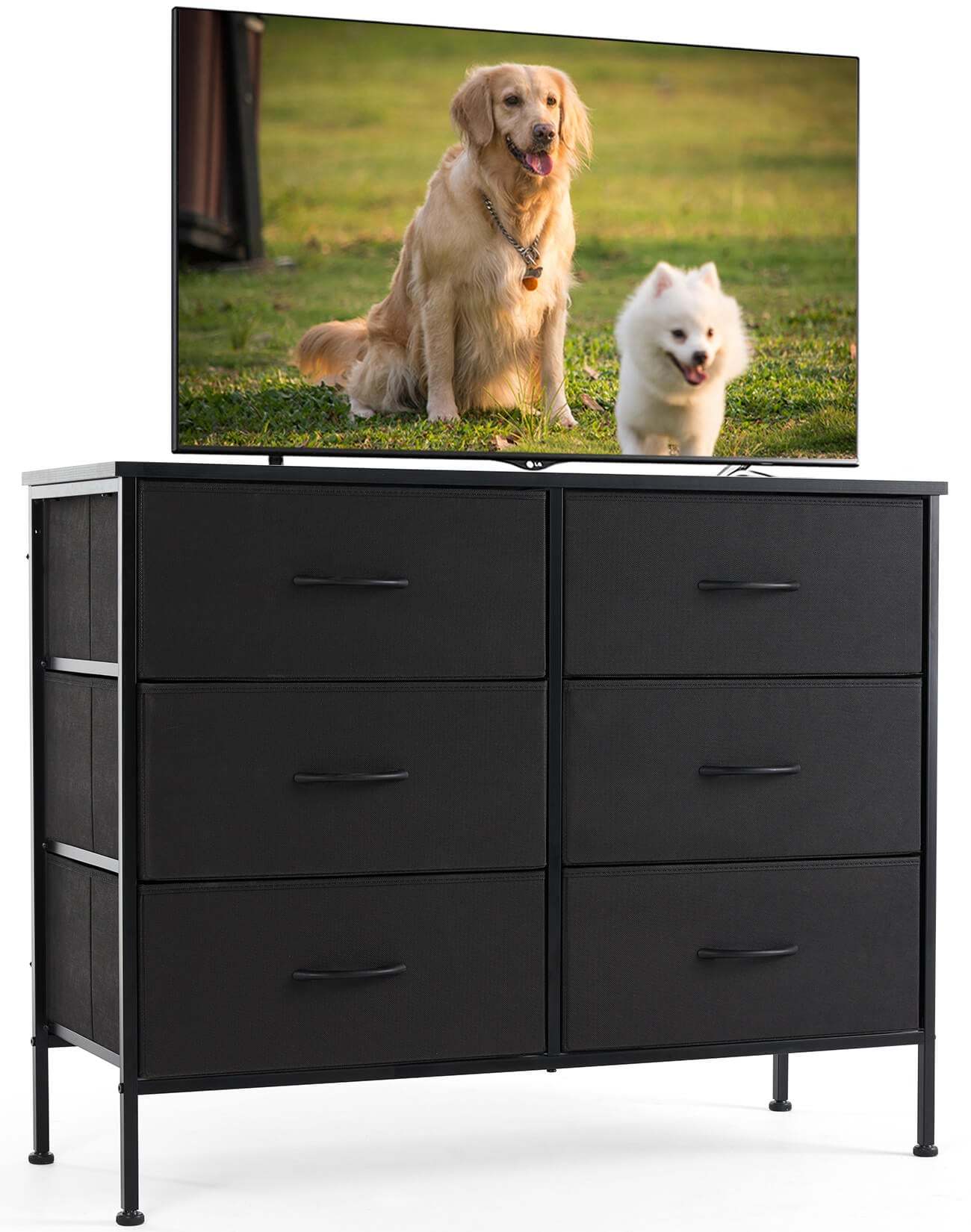 Dresser TV Stand, Console Table with 6 Wide Drawers, Entertainment Center for 55" TV Storage Fabric Dresser Drawer--Best Sellers,Bedroom,Bedroom Cabinet,Living Room,Living Room Cabinet