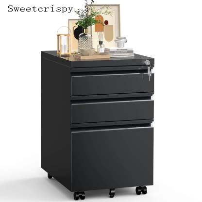 Sweetcrispy 3 Drawer Mobile Rolling File Cabinet With Lock  For Home Office--Bedroom,Bedroom Cabinet,Home Office,Home Office Cabinet,Office,Office Cabinet
