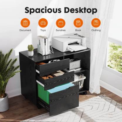 3 Drawer Mobile Rolling Lateral File Cabinet For Home Office And Kids Room--Bedroom,Bedroom Cabinet,Home Office,Home Office Cabinet,Office,Office Cabinet