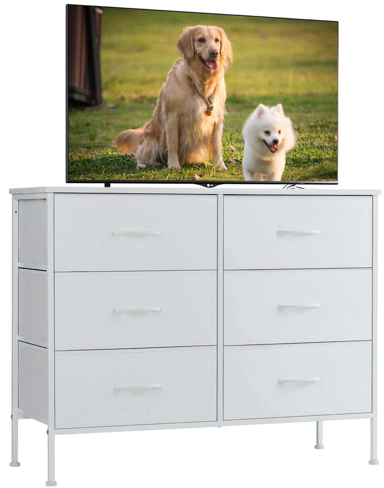 Dresser TV Stand, Console Table with 6 Wide Drawers, Entertainment Center for 55" TV Storage Fabric Dresser Drawer--Best Sellers,Bedroom,Bedroom Cabinet,Living Room,Living Room Cabinet