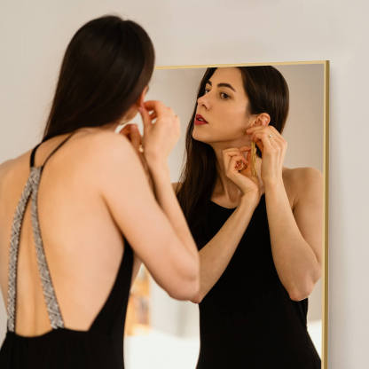 71"x30" Arched Full Body Mirror Floor Mirror Standing Hanging or Leaning Wall with Stand Aluminum Alloy Thin Frame--Living Room,Living Room Mirror