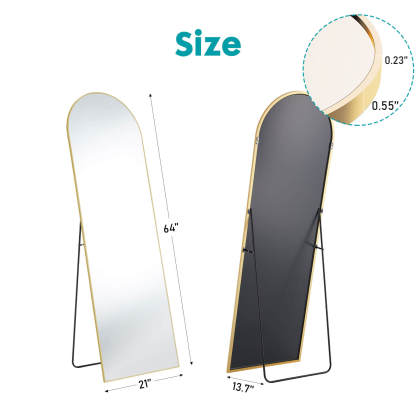 59"x16" Floor Standing Mirror, Wall Mirror with Stand Aluminum Alloy Thin Frame--Living Room,Living Room Mirror
