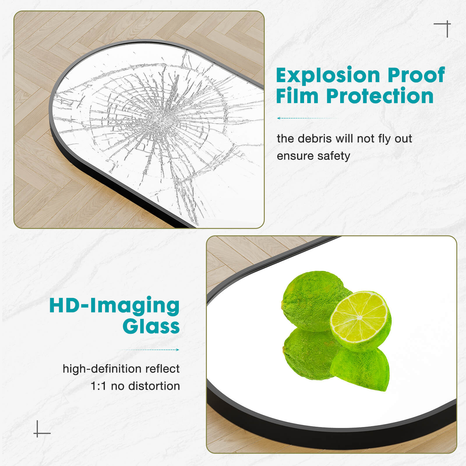 59"x16" Floor Standing Mirror, Wall Mirror with Stand Aluminum Alloy Thin Frame--Living Room,Living Room Mirror