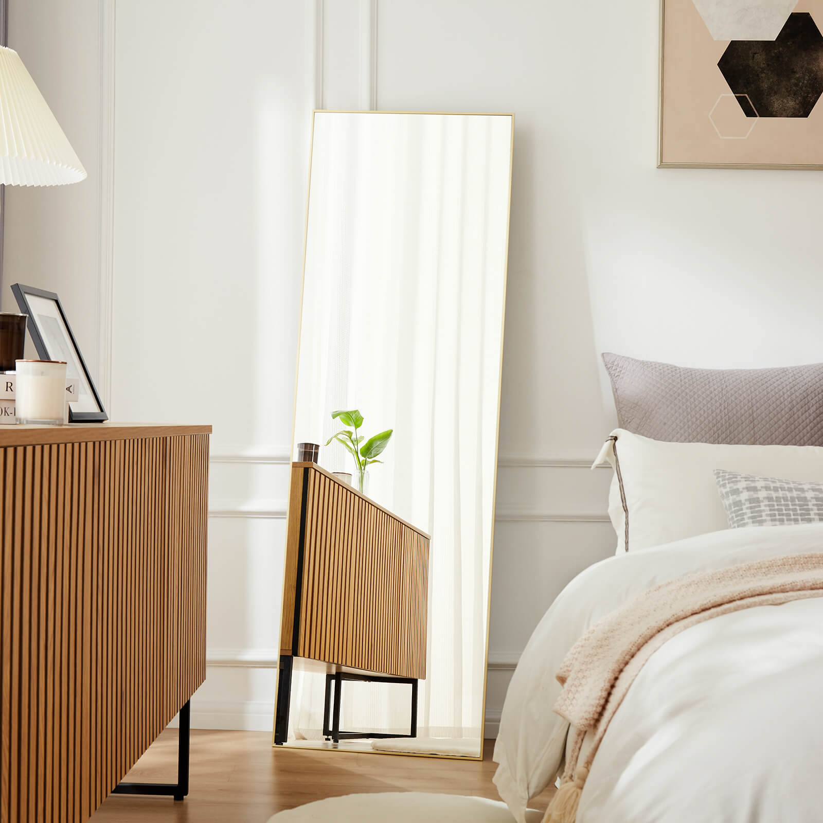 71"x30" Arched Full Body Mirror Floor Mirror Standing Hanging or Leaning Wall with Stand Aluminum Alloy Thin Frame--Living Room,Living Room Mirror