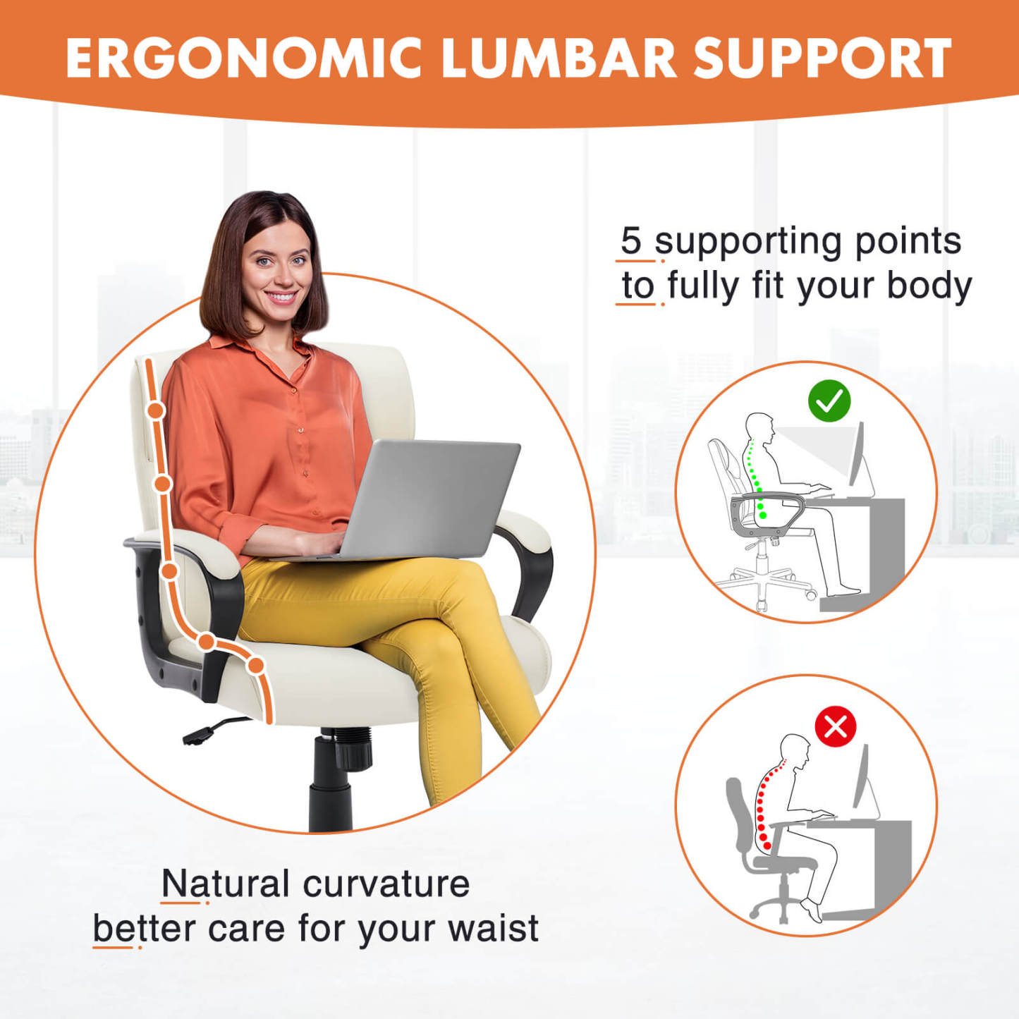 Adjustable Computer Desk Chair with Lumbar Support,Padded Armrest,Swivel Rolling--Bedroom,Bedroom Chair,Home Office,Home Office Chair,Office,Office chair,Office Chair1