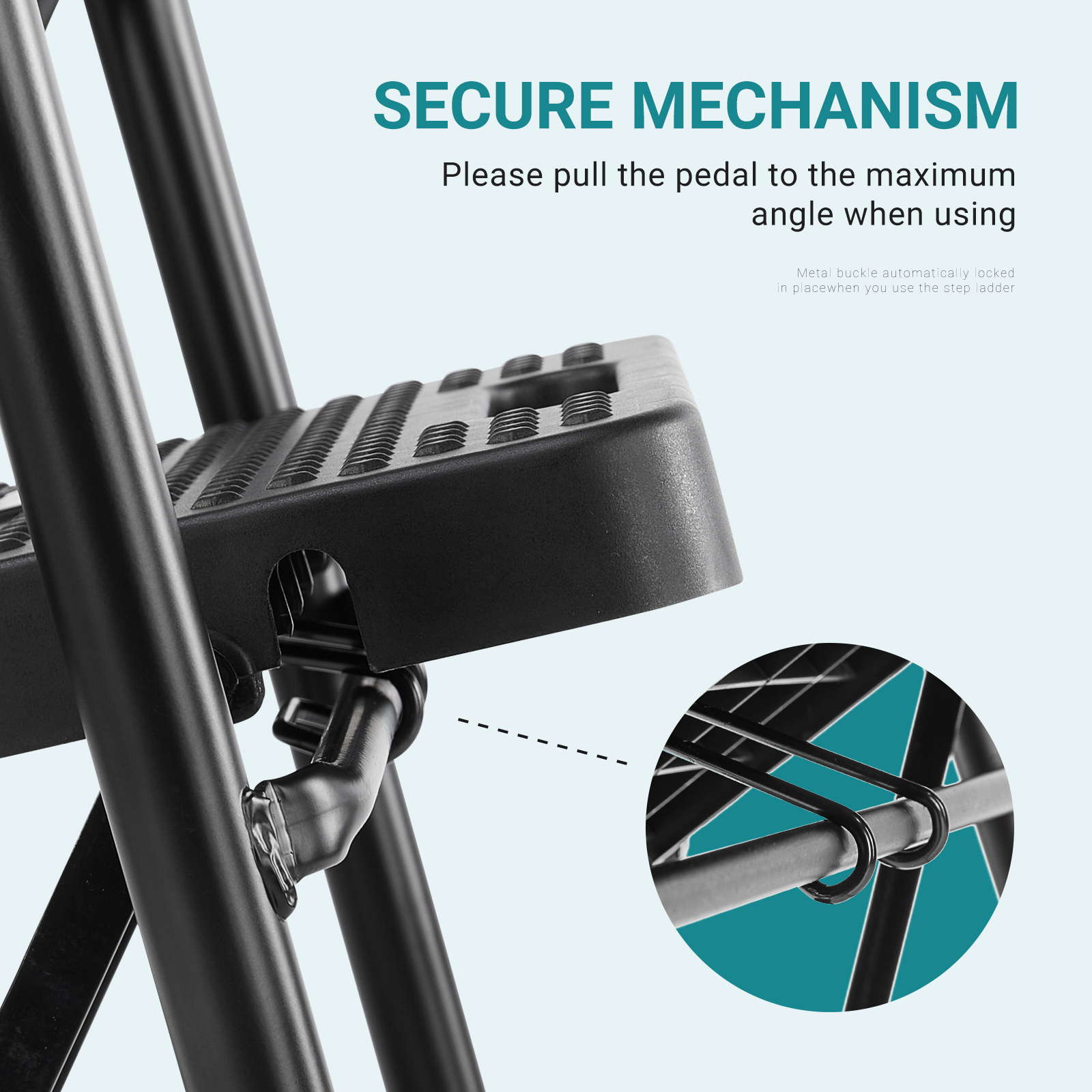 Zibbizo 2 Step Ladder Foldable, Sturdy Step Stool Ladder with Anti-Slip Pedal, Portable Lightweight