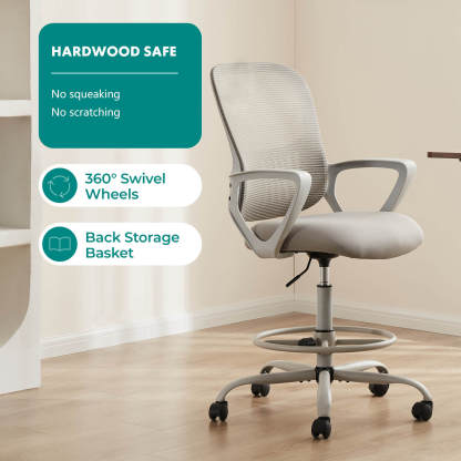 Tall Office Chair for Standing Desk with Adjustable Foot Ring,Counter Height Office Chairs--Bedroom,Bedroom Chair,Home Office,Home Office Chair,Office,Office chair,Office Chair1