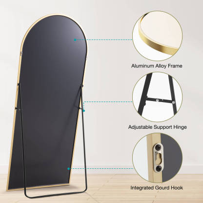 59"x16" Floor Standing Mirror, Wall Mirror with Stand Aluminum Alloy Thin Frame--Living Room,Living Room Mirror