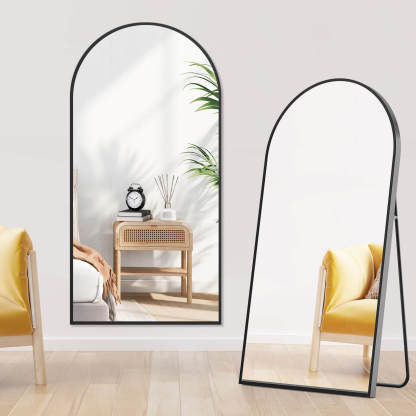 59"x16" Floor Standing Mirror, Wall Mirror with Stand Aluminum Alloy Thin Frame--Living Room,Living Room Mirror