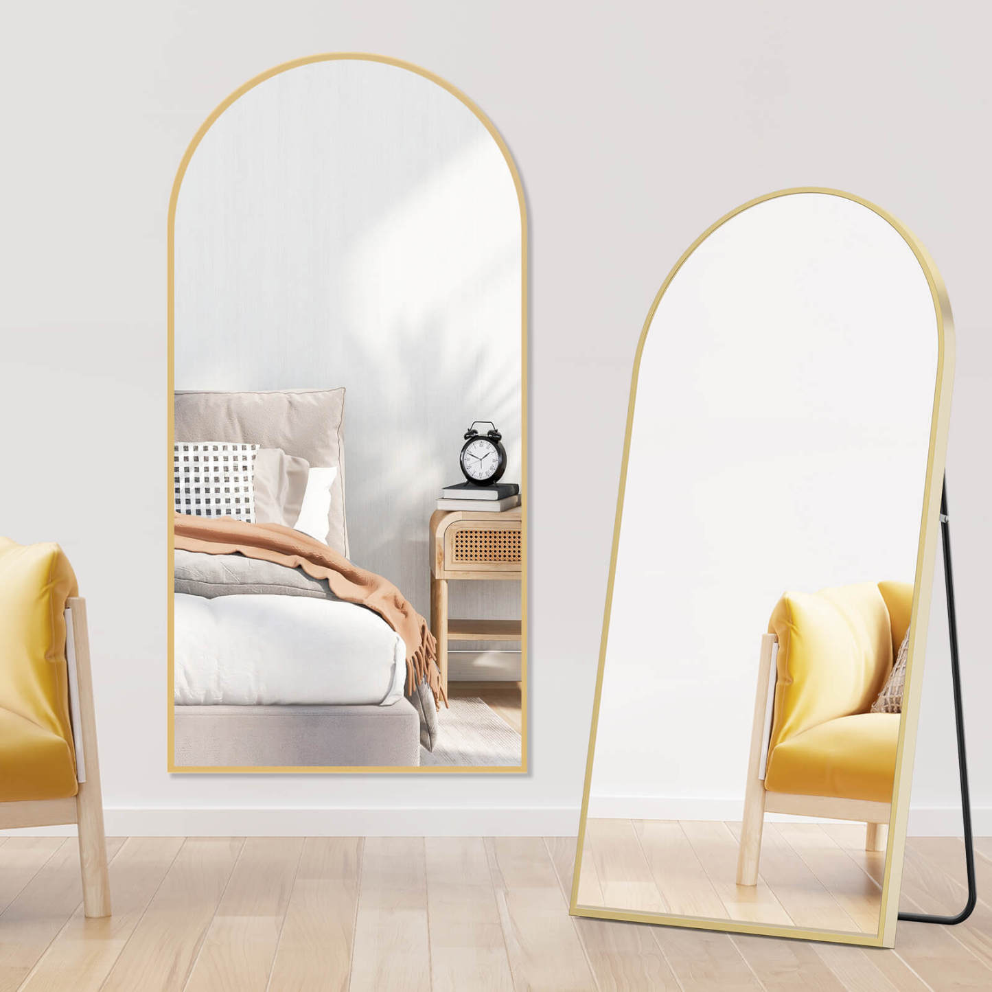 59"x16" Floor Standing Mirror, Wall Mirror with Stand Aluminum Alloy Thin Frame--Living Room,Living Room Mirror