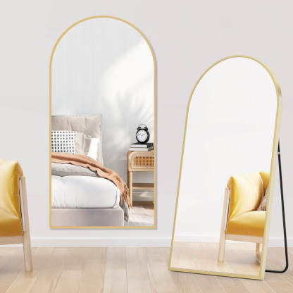 59"x16" Floor Standing Mirror, Wall Mirror with Stand Aluminum Alloy Thin Frame--Living Room,Living Room Mirror