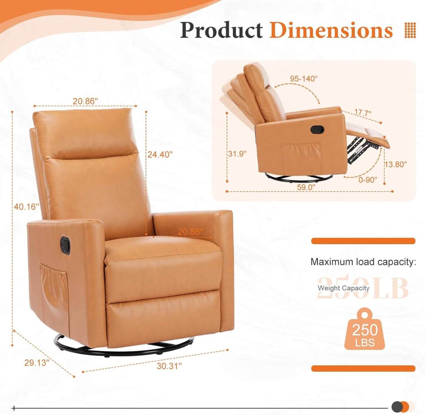 Rocking Chair Nursery, Swivel Rocker Recliner Chair, Nursery Rocking Chairs, Manual Upholstered Seating Recliner--Bedroom,Bedroom Chair,Living Room,Living Room Chair,Recliner Chair