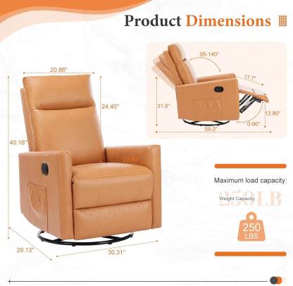 Rocking Chair Nursery, Swivel Rocker Recliner Chair, Nursery Rocking Chairs, Manual Upholstered Seating Recliner--Bedroom,Bedroom Chair,Living Room,Living Room Chair,Recliner Chair
