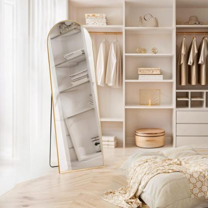 Arched Mirror Full Length, 16"x59" Body Wall Mirrors with Shatter-Proof Glass, Floor Standing, Hanging or Leaning, Tall Arch Mirror with Stand Aluminum Alloy Frame for Bedroom Cloakroom