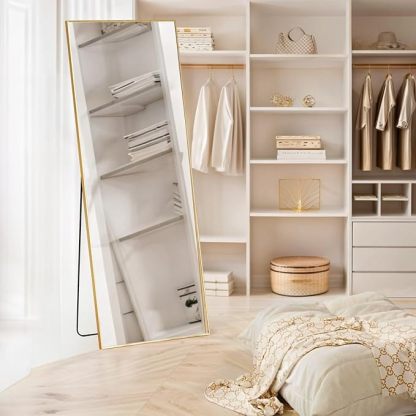 Zibbizo Mirror Full Length, 21"x64" Body Wall Mirrors with Shatter-Proof Glass, Floor Standing, Hanging or Leaning, Large Tall Mirror with Stand Aluminum Alloy Frame for Bedroom Cloakroom