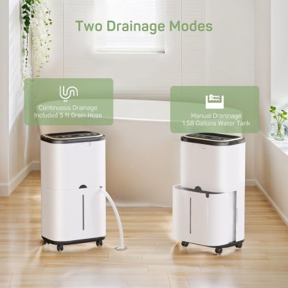 Dehumidifier for Basement with Drain Hose for Auto or Manual Drainage, 4500 Sq.Ft Energy Star Dehumidifiers, Portable for Home Bedroom Large Room Bathroom, 50 Pints Dehumidification Capacity