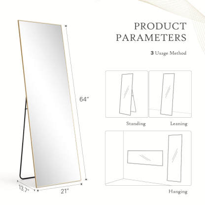71"x30" Arched Full Body Mirror Floor Mirror Standing Hanging or Leaning Wall with Stand Aluminum Alloy Thin Frame--Living Room,Living Room Mirror