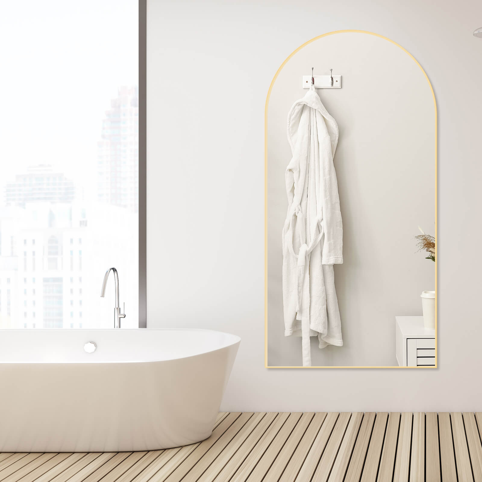 59"x16" Floor Standing Mirror, Wall Mirror with Stand Aluminum Alloy Thin Frame--Living Room,Living Room Mirror