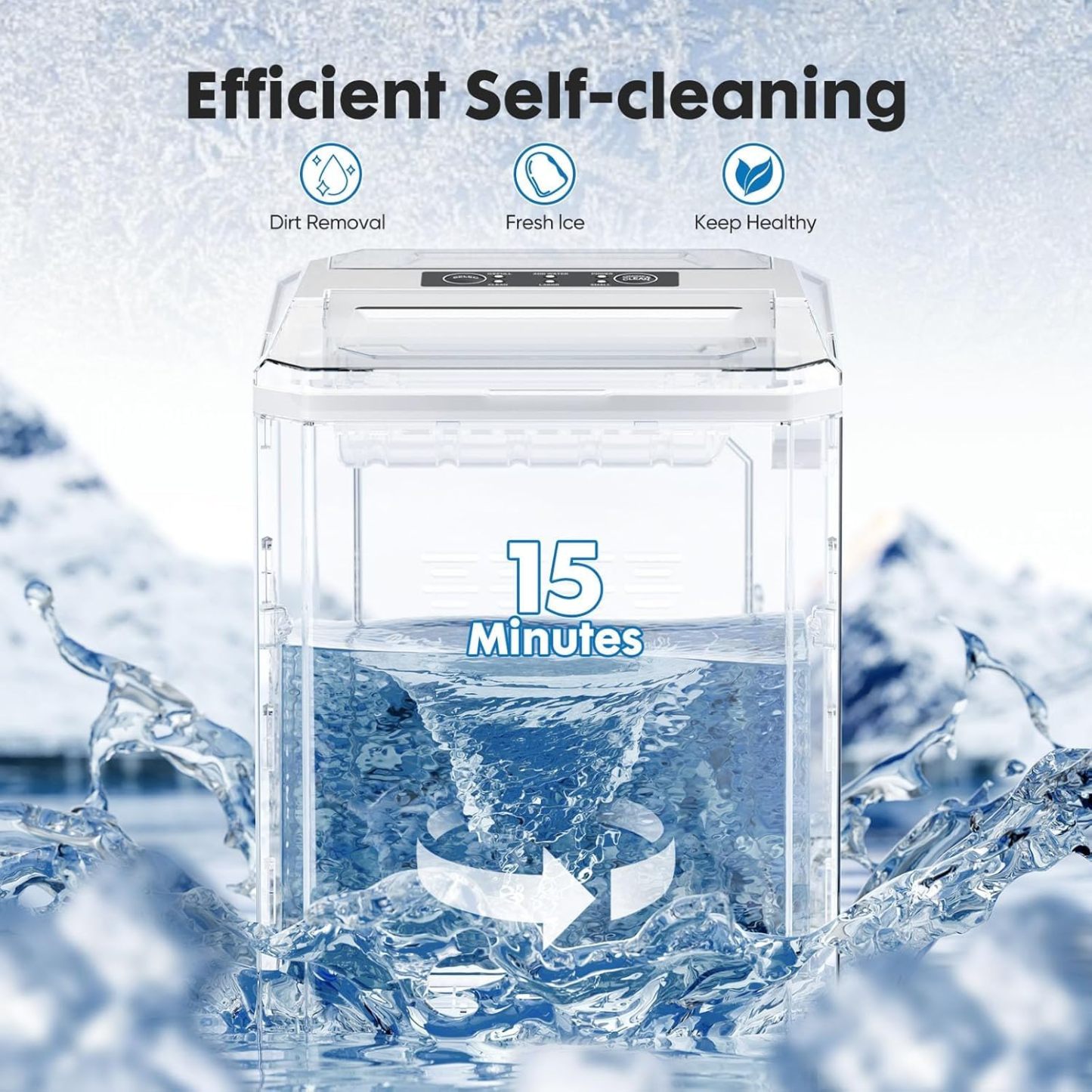 Ice Maker, Portable Countertop Icemaker Machine, Self Cleaning Quiet 2 Sizes Bullet Cubes Makers, 9 Cubes in 6 Mins, 26lbs/24Hrs with Ice Scoop, Basket for Home Kitchen Party