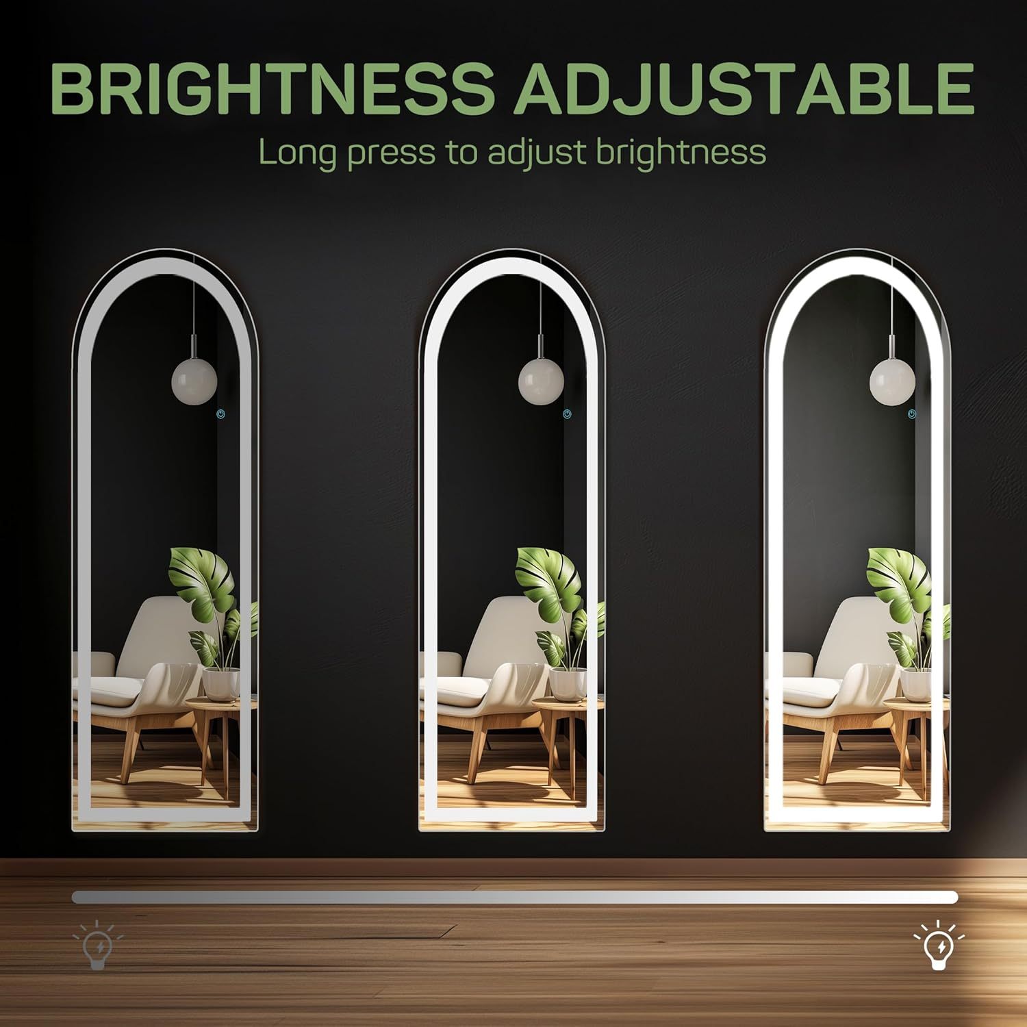 Arched Mirror Full Length with LED Lights