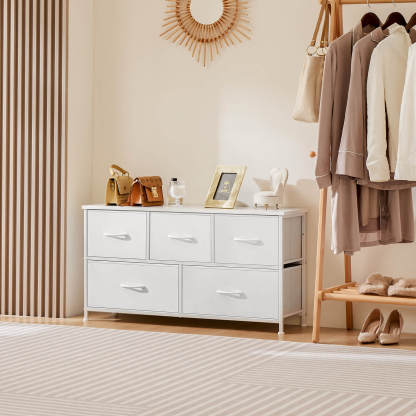 38 in 5 Drawers Dresser Chest of Drawers,Metal Frame and Wood Top--Bedroom,Bedroom Cabinet,Living Room,Living Room Cabinet,New Arrivals