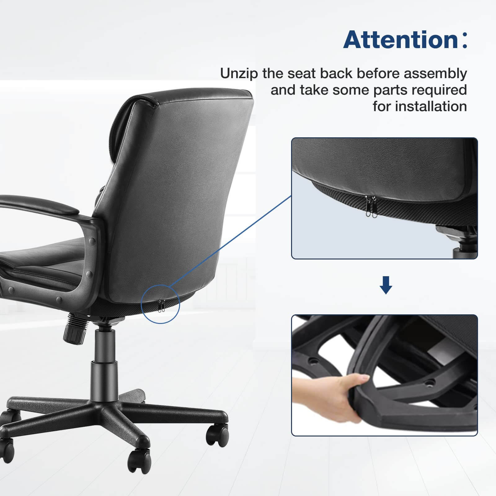 Adjustable Computer Desk Chair with Lumbar Support,Padded Armrest,Swivel Rolling--Bedroom,Bedroom Chair,Home Office,Home Office Chair,Office,Office chair,Office Chair1