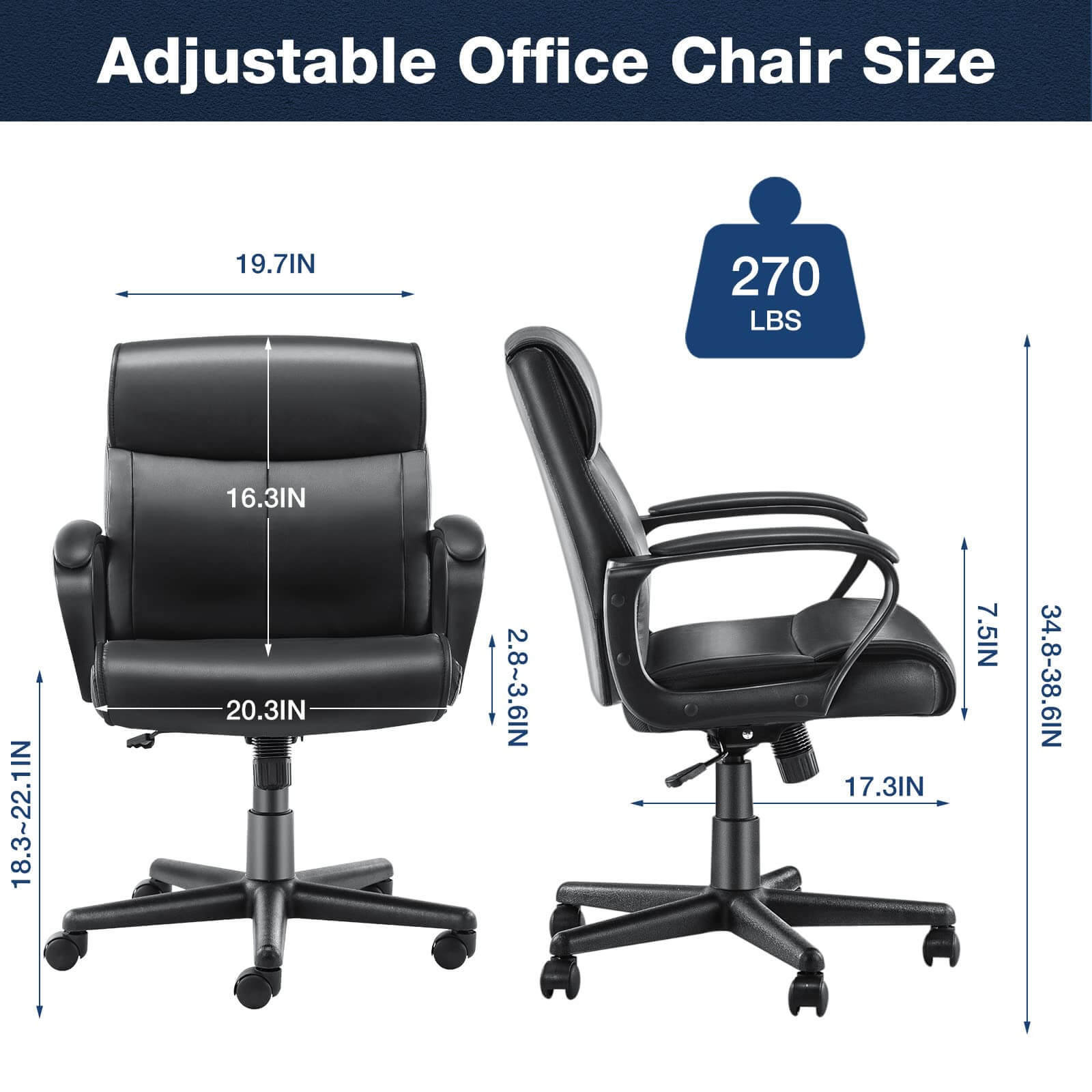 Adjustable Computer Desk Chair with Lumbar Support,Padded Armrest,Swivel Rolling--Bedroom,Bedroom Chair,Home Office,Home Office Chair,Office,Office chair,Office Chair1
