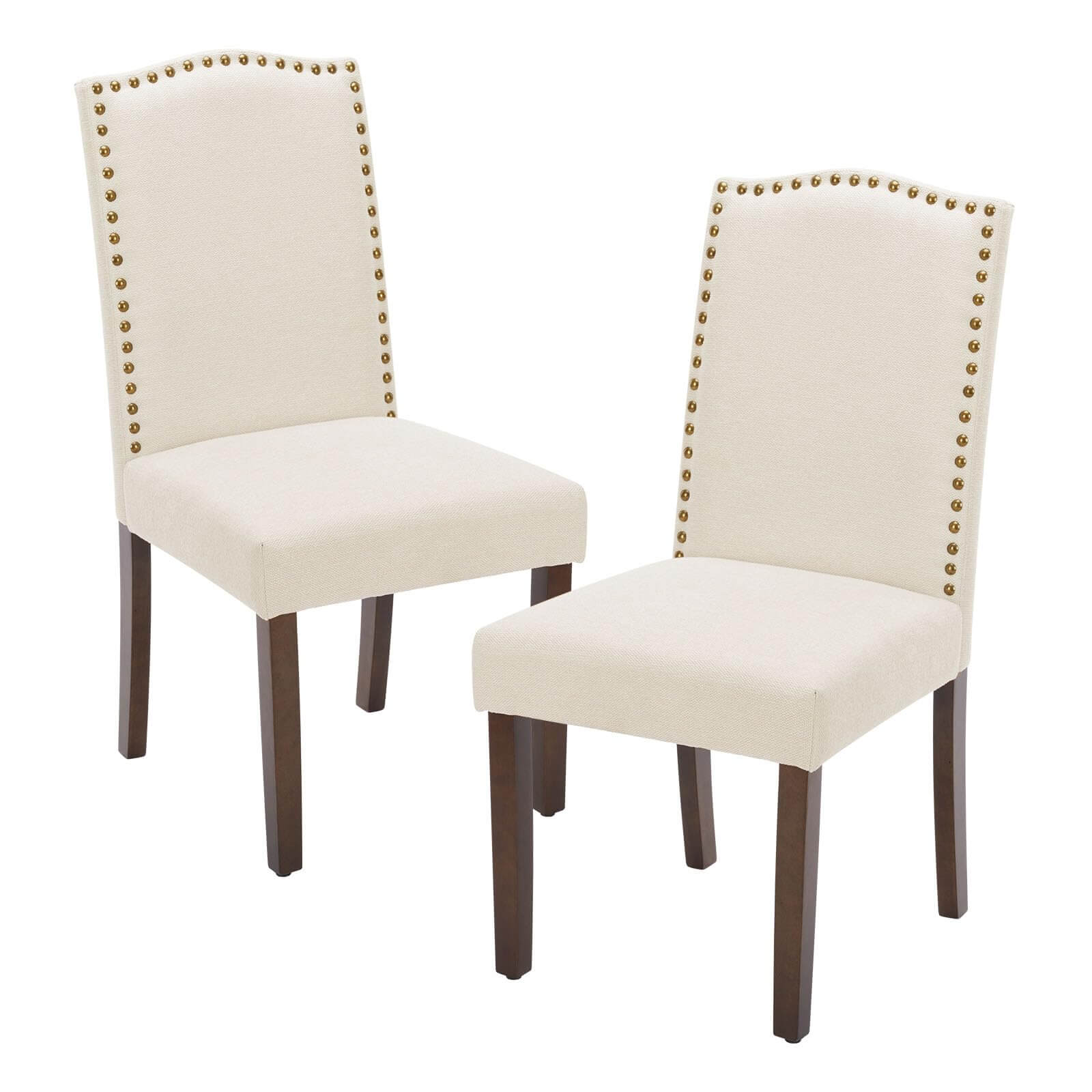 2 Piece Set of Dining Chairs ,  Premium leather cushion, Nailhead Trim, Wood Legs, Dining Room Kitchen Side Chair for Bedroom, Living Room, Dining Room--kitchen & Dining