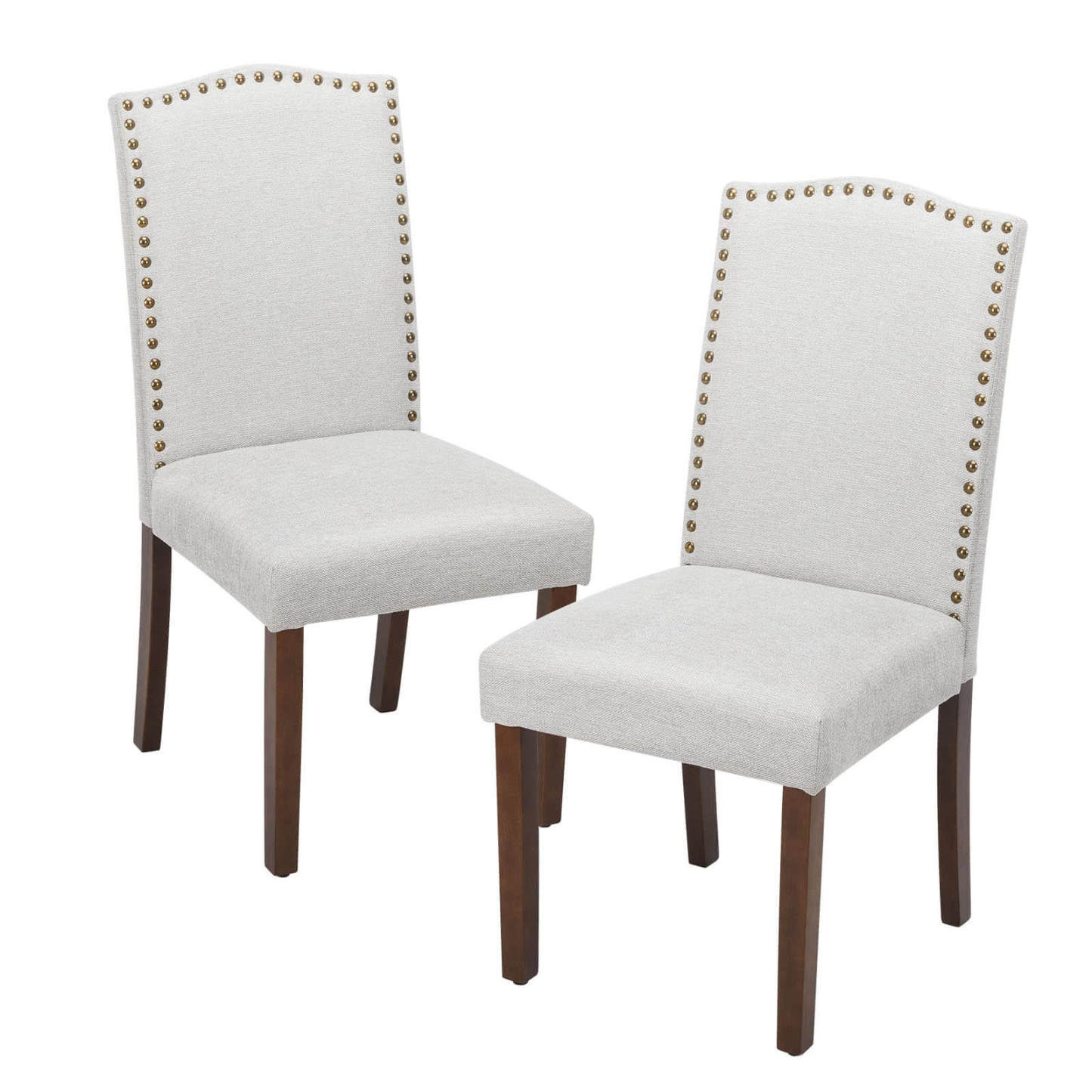 2 Piece Set of Dining Chairs ,  Premium leather cushion, Nailhead Trim, Wood Legs, Dining Room Kitchen Side Chair for Bedroom, Living Room, Dining Room--kitchen & Dining