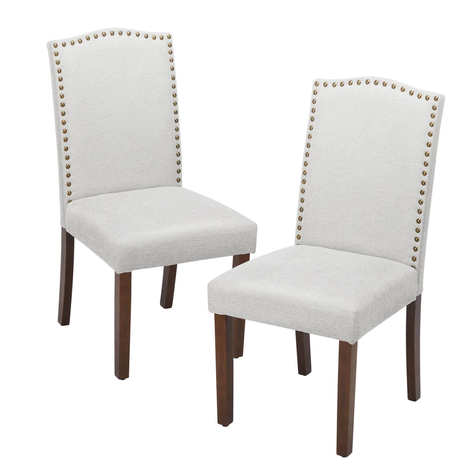 2 Piece Set of Dining Chairs ,  Premium leather cushion, Nailhead Trim, Wood Legs, Dining Room Kitchen Side Chair for Bedroom, Living Room, Dining Room--kitchen & Dining