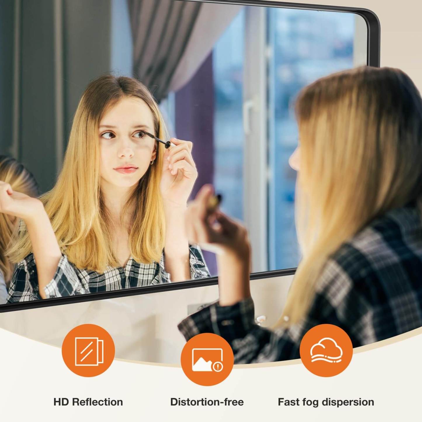 Bathroom Mirror Vanity Mirror for Wall,Aluminum Alloy Framed Wall Mirror Farmhouse,Anti-Rust,Tempered Glass--Living Room,Living Room Mirror