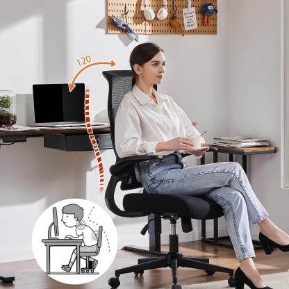 Ergonomic Computer Mesh Chair with Flip-up Armrests,Lumbar Support, Backrest for Home Office--Bedroom,Bedroom Chair,Home Office,Home Office Chair,Office,Office Chair1