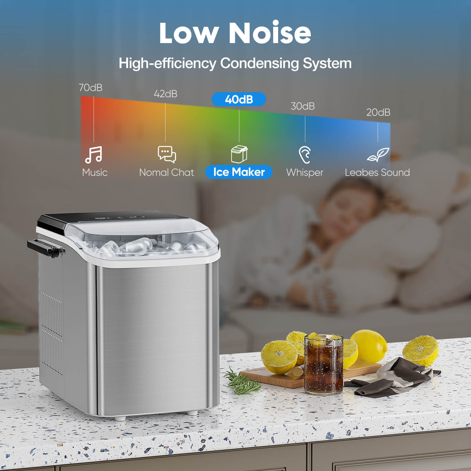 Countertop Ice Maker Machine, Portable Self-Cleaning Ice Machine with Ice Scoop, Basket and Handle--kitchen & Dining,New Arrivals