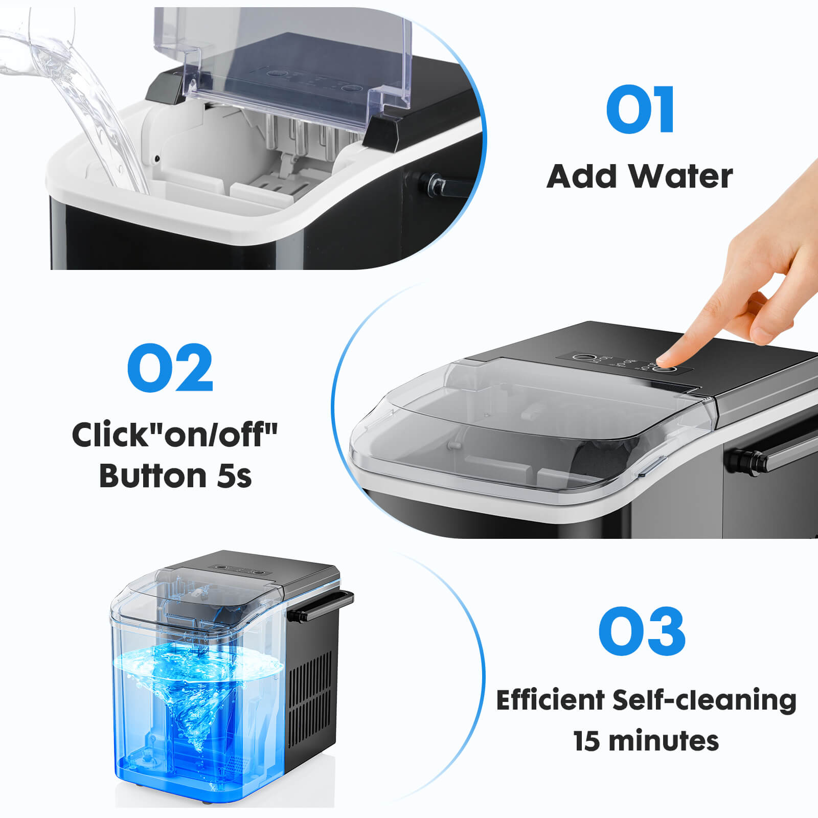 Countertop Ice Maker Machine, Portable Self-Cleaning Ice Machine with Ice Scoop, Basket and Handle--kitchen & Dining,New Arrivals