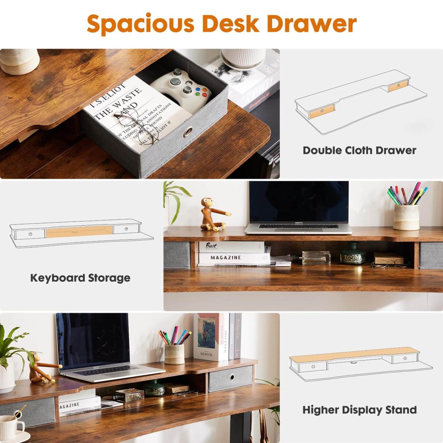 Electric Height Adjustable Standing Desk with Storage Shelf Double Drawer,  Sit to Stand Ergonomic Computer Desk--Best Sellers,Bedroom,Bedroom Desk,Electric Lift Desk,Home Office,Home Office Desk,Living Room,Living Room Desk,Office,Office Desk