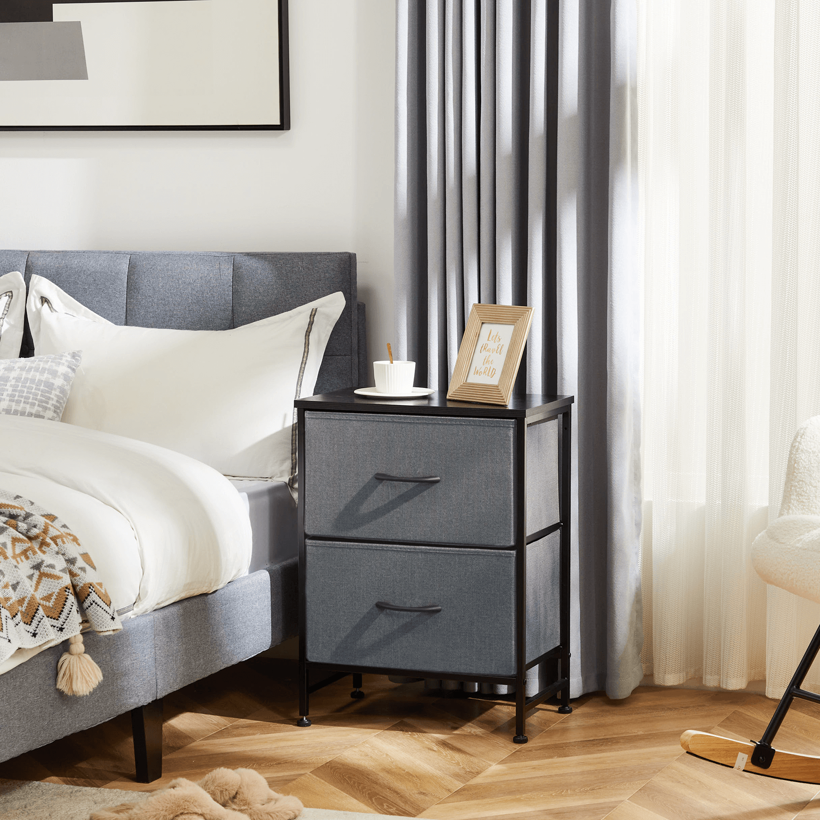 Drawers Dresser Chest of Drawers,Metal Frame and Wood Top--Bedroom,Bedroom Cabinet,Living Room,Living Room Cabinet