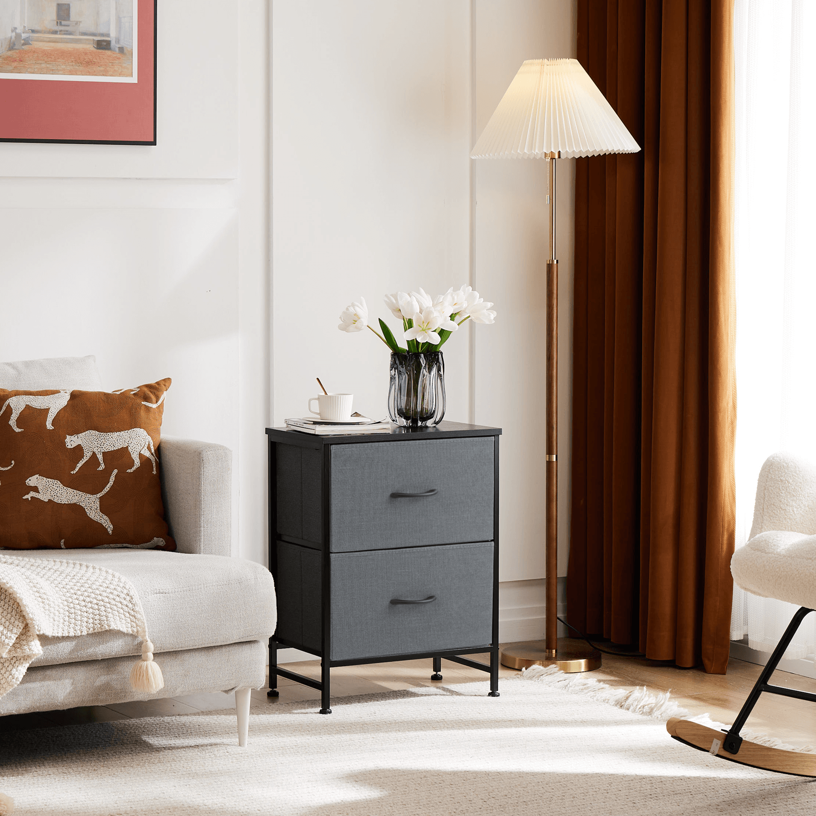 Drawers Dresser Chest of Drawers,Metal Frame and Wood Top--Bedroom,Bedroom Cabinet,Living Room,Living Room Cabinet