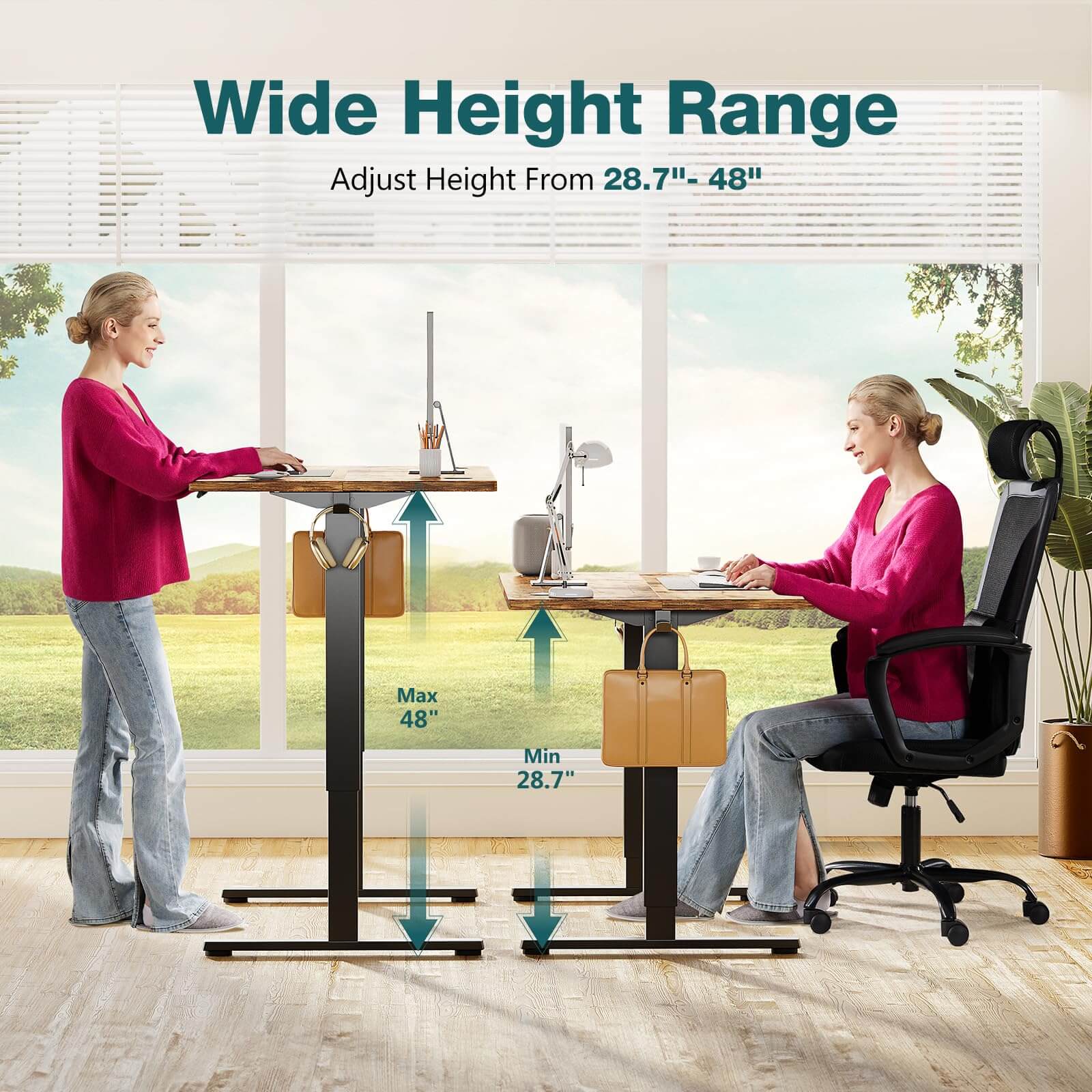 Electric Height Adjustable Standing Desk,Sit to Stand Ergonomic Computer Desk--Bedroom,Bedroom Desk,Electric Lift Desk,Home Office,Home Office Desk,Living Room,Living Room Desk,Office,Office Desk