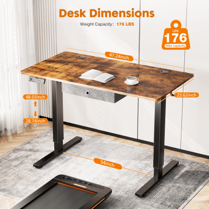 Sweetcrispy Electric Standing Desk With Drawer,Stand Up Desk Height Adjustable Rising Desk--Bedroom,Bedroom Desk,Electric Lift Desk,Home Office,Home Office Desk,Living Room,Living Room Desk,Office,Office Desk