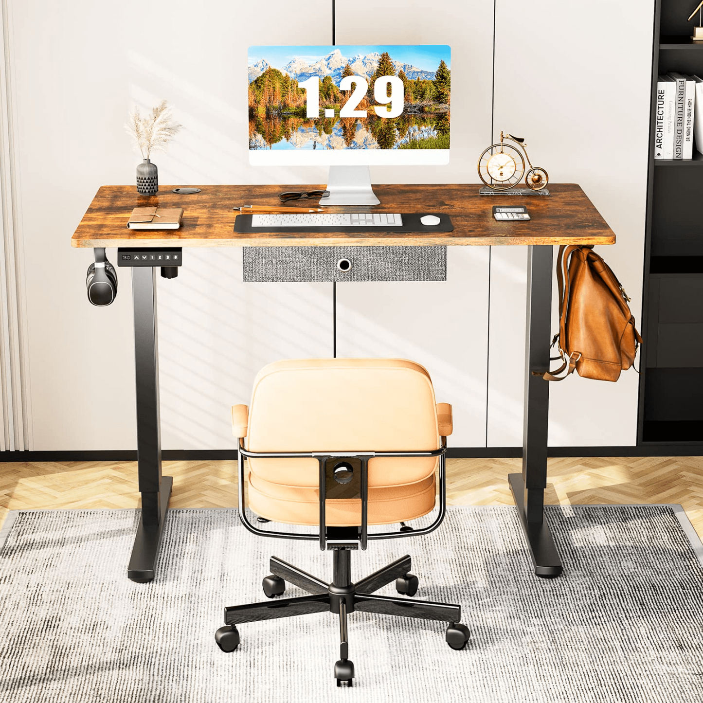 Sweetcrispy Electric Standing Desk With Drawer,Stand Up Desk Height Adjustable Rising Desk--Bedroom,Bedroom Desk,Electric Lift Desk,Home Office,Home Office Desk,Living Room,Living Room Desk,Office,Office Desk