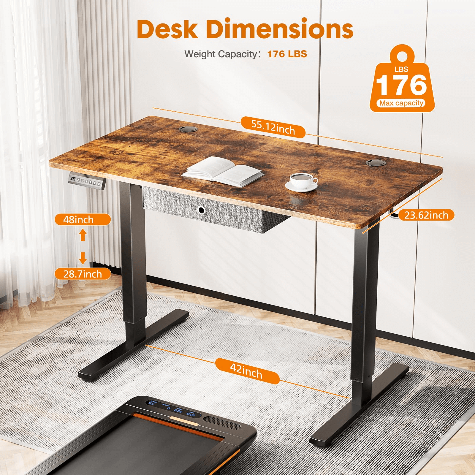 Sweetcrispy Electric Standing Desk With Drawer,Stand Up Desk Height Adjustable Rising Desk--Bedroom,Bedroom Desk,Electric Lift Desk,Home Office,Home Office Desk,Living Room,Living Room Desk,Office,Office Desk
