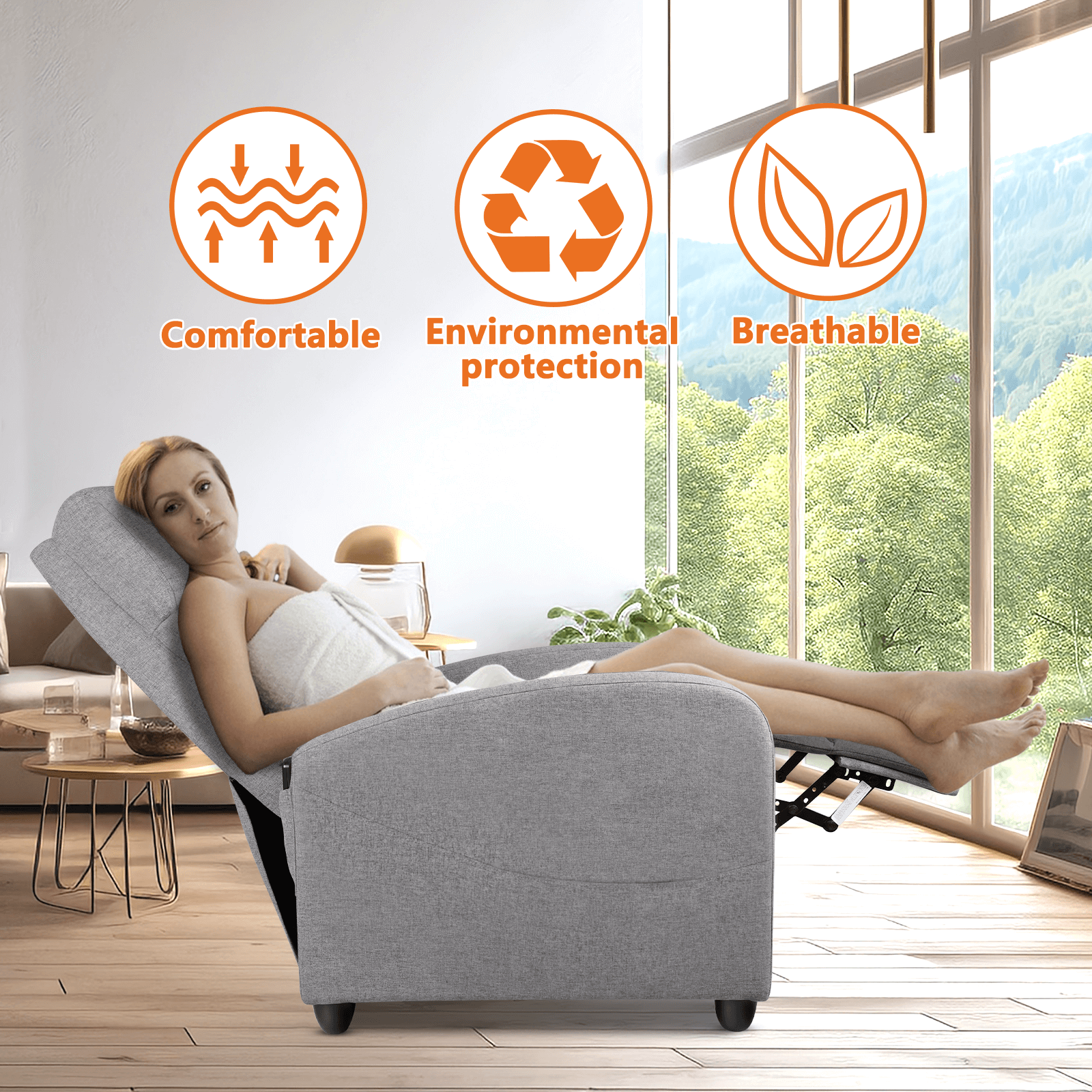 Manual Recliner Chair Winback Single Sofa,Massage and Heating,Casual Chair For Living Room--Bedroom,Bedroom Chair,Living Room,Living Room Chair,New Arrivals,Recliner Chair