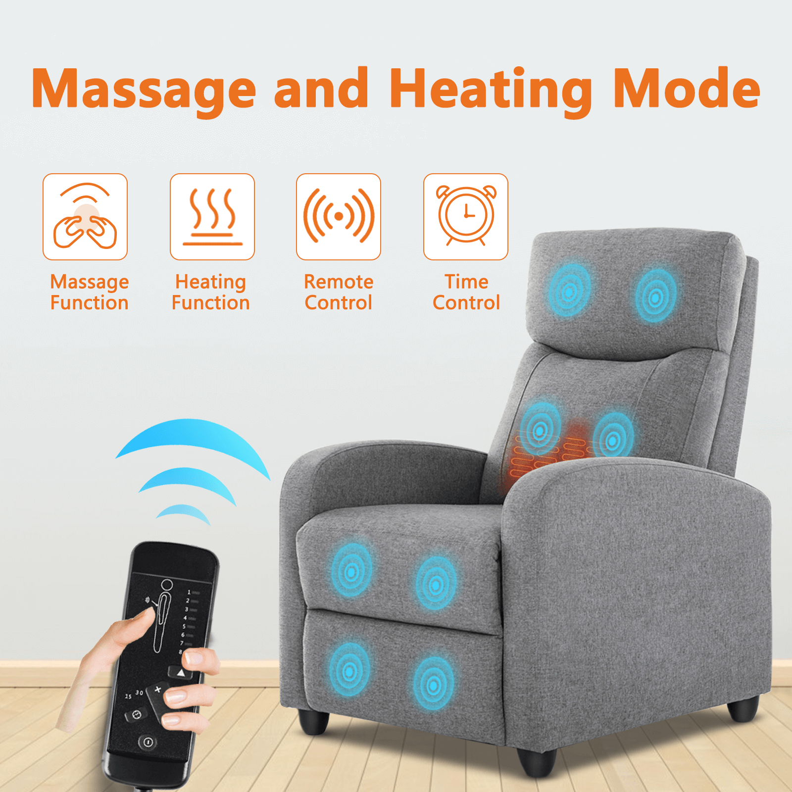Manual Recliner Chair Winback Single Sofa,Massage and Heating,Casual Chair For Living Room--Bedroom,Bedroom Chair,Living Room,Living Room Chair,New Arrivals,Recliner Chair