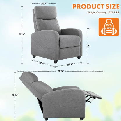 Manual Recliner Chair Winback Single Sofa,Massage and Heating,Casual Chair For Living Room--Bedroom,Bedroom Chair,Living Room,Living Room Chair,New Arrivals,Recliner Chair