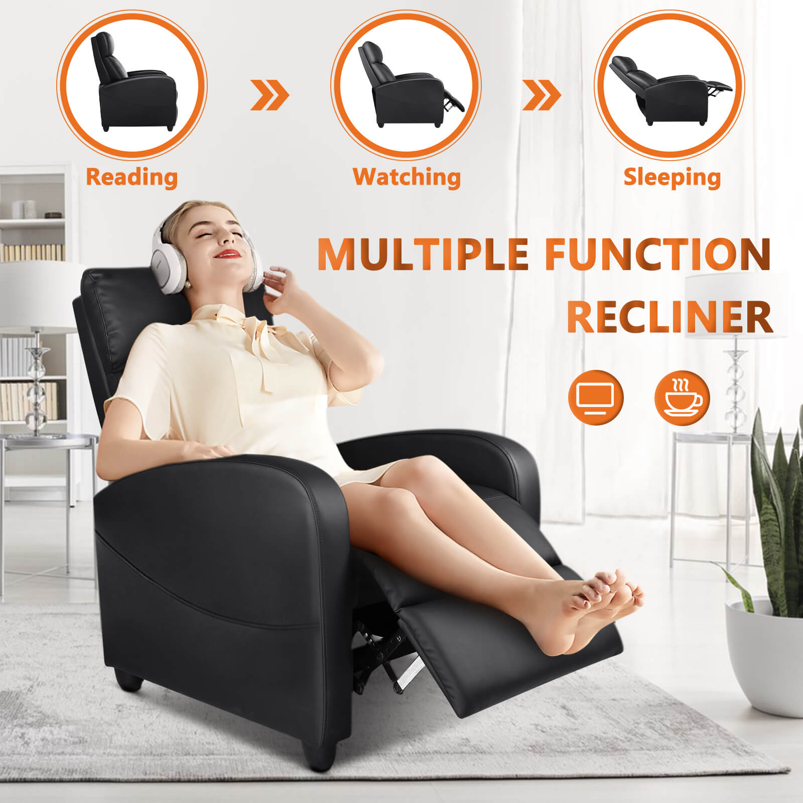 Manual Recliner Chair Winback Single Sofa,Massage and Heating,Casual Chair For Living Room--Bedroom,Bedroom Chair,Living Room,Living Room Chair,New Arrivals,Recliner Chair