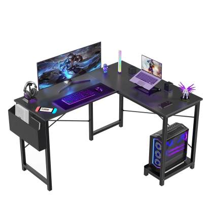 L Shaped Gaming Desk, Corner Desks with CPU Stand Side Bag for Home Office Dorm Sturdy--Bedroom,Bedroom Desk,Home Office,Home Office Desk,Living Room,Living Room Desk
